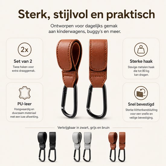 Consumerce® Premium Kinderwagen Tassenhaakjes - 2 Stuks - Zwart - Luiertas Tassenhaak - Buggy Accessoires - Organizer - Haak - Tassenhanger - Extra Stevig - Tas - Tassen van Consumerce — afbeelding 5