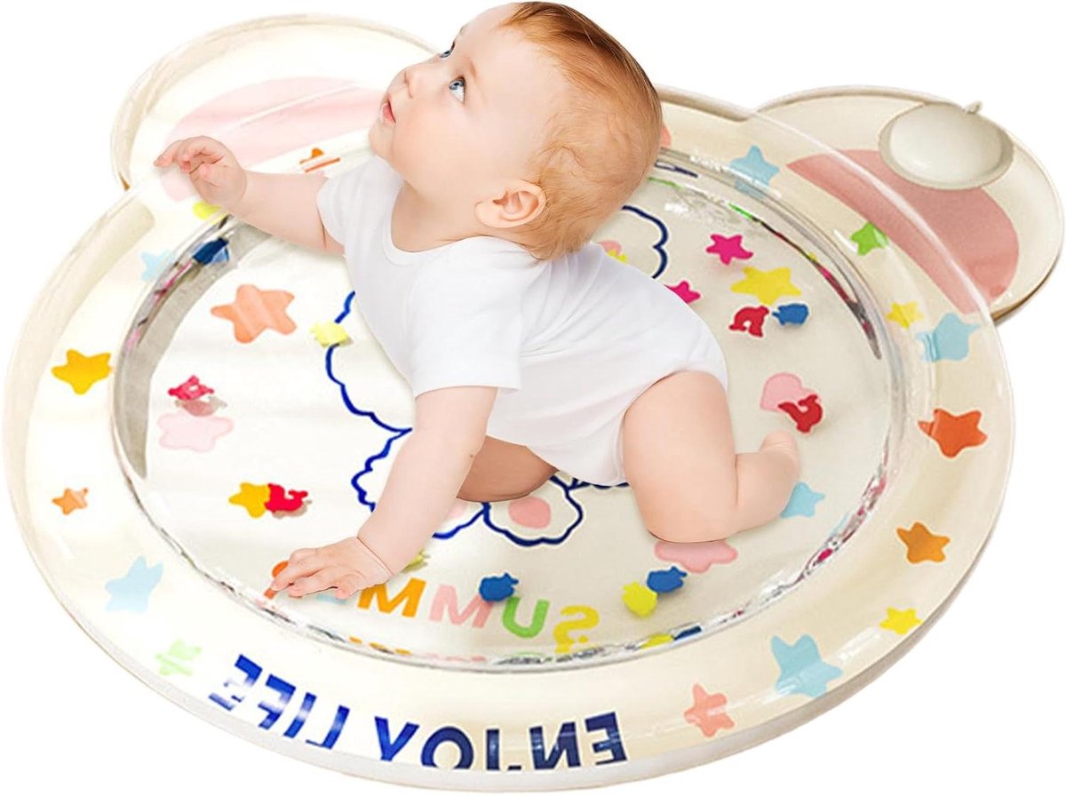 Baby Water Speelmat - Opblaasbare Sensorische Mat - Baby Ontwikkeling Stimuleren - Zelf Opblaasbaar - 100 cm - Wit