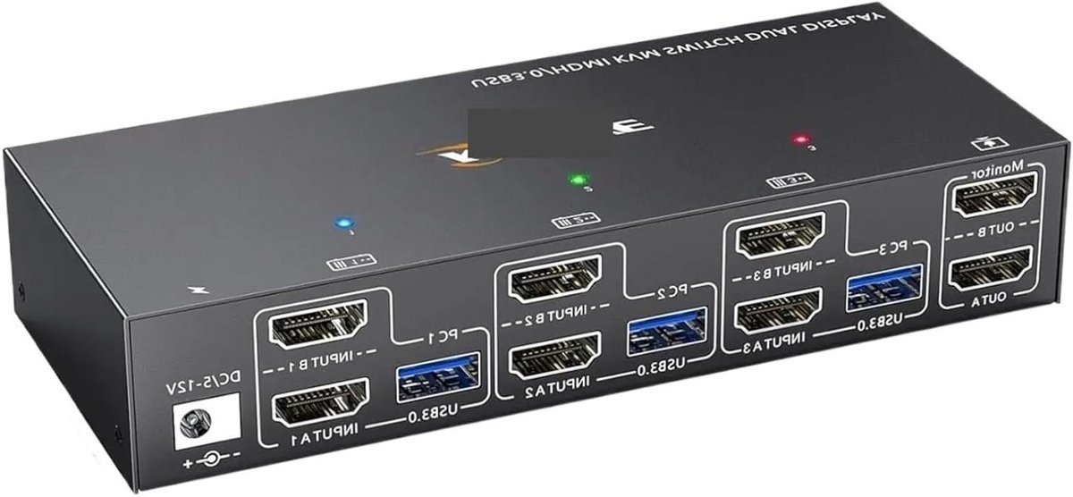 Dual Monitor KVM Switch - HDMI KVM Switch - Computer Beheer - EDID Emulator - 4K@60Hz - Zwart