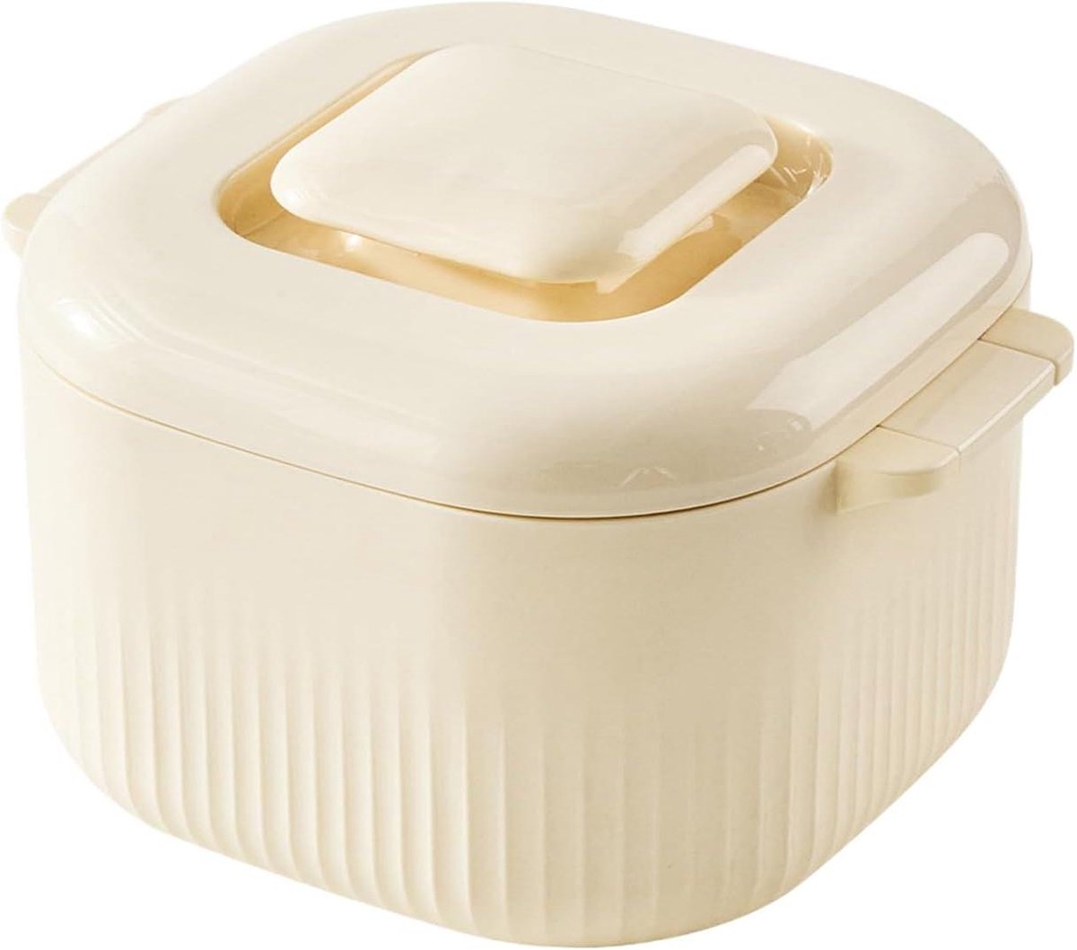 Magnetron Rijstkoker - Stoomkoker Kom - Snelle Maaltijden - Met Stoomventiel - 1700ml - Beige
