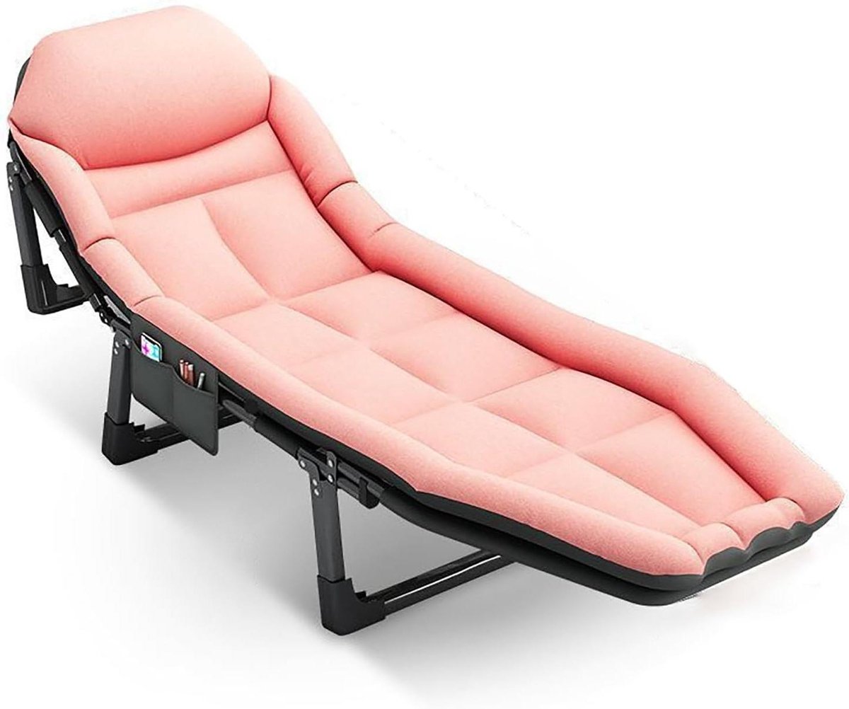 Opklapbed - Campingbed Kinderbed - Ontspannen Buiten - 6-voudig Verstelbaar - 200kg Draagvermogen - Roze