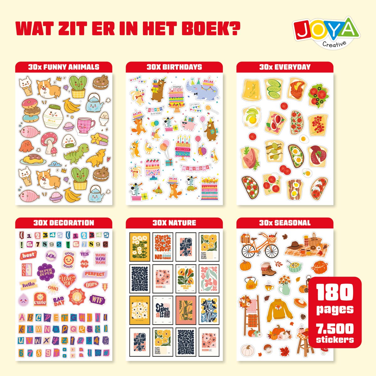 Stickerboek Volwassenen XL - 7500 Stickers voor Bullet Journal - Scrapbook - Journaling - Stickervellen en Losse Stickers - 180 Pagina's - Joya Creative — afbeelding 3