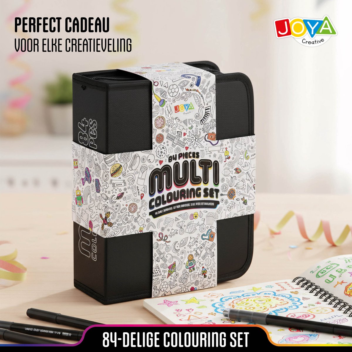 Stiften Set voor Volwassenen 84 stuks - Opbergwallet - Twinmarkers - Alcohol markers - Brushpennen - Fineliners - Gelpennen - Makkelijk opbergen - Joya Creative — afbeelding 3