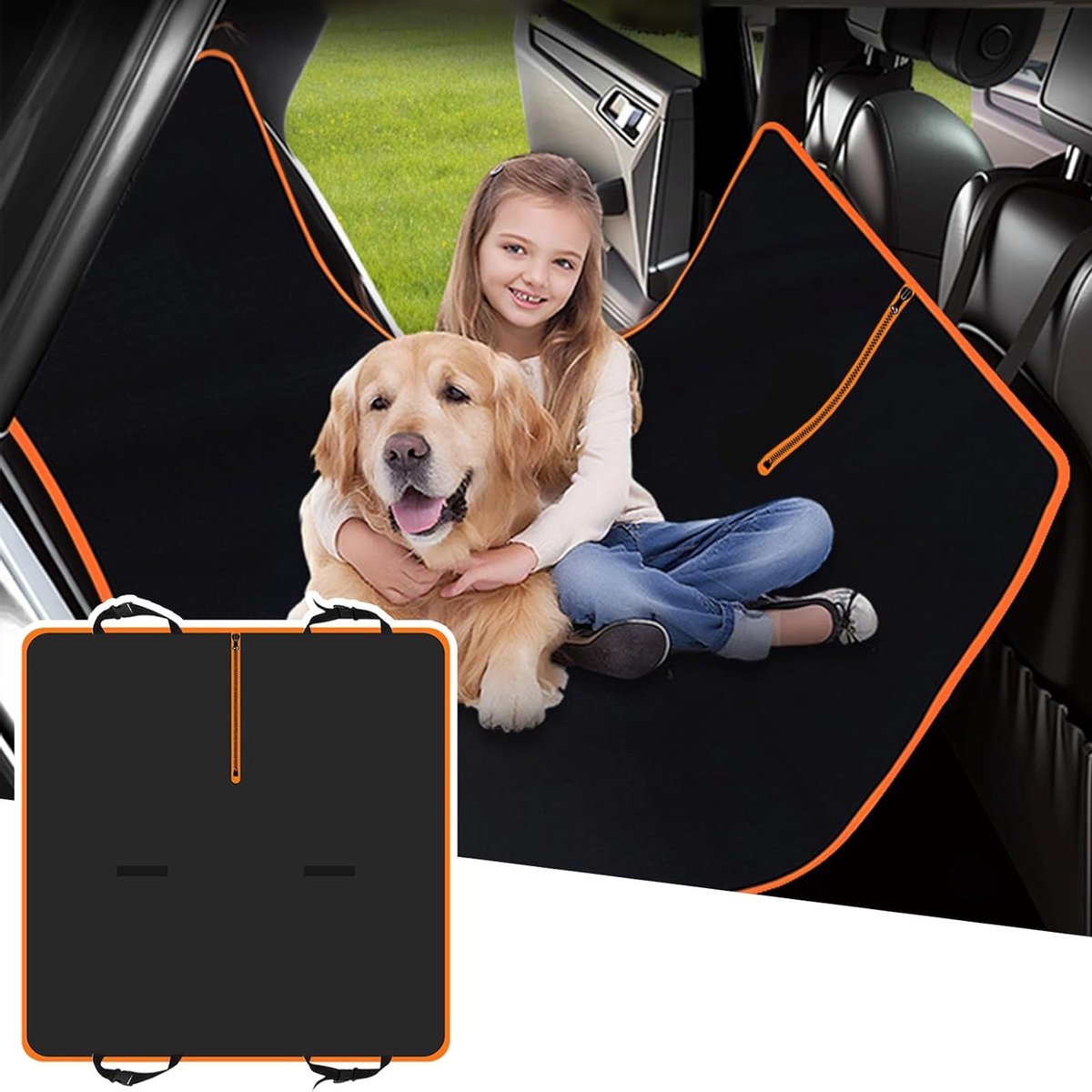 Hondendekentje voor de Auto, Waterdicht, Krabbestendig en Antislip, Met Rits, 140 x 125 cm, Zwart, Ideaal voor Honden en Bescherming van Autostoelen