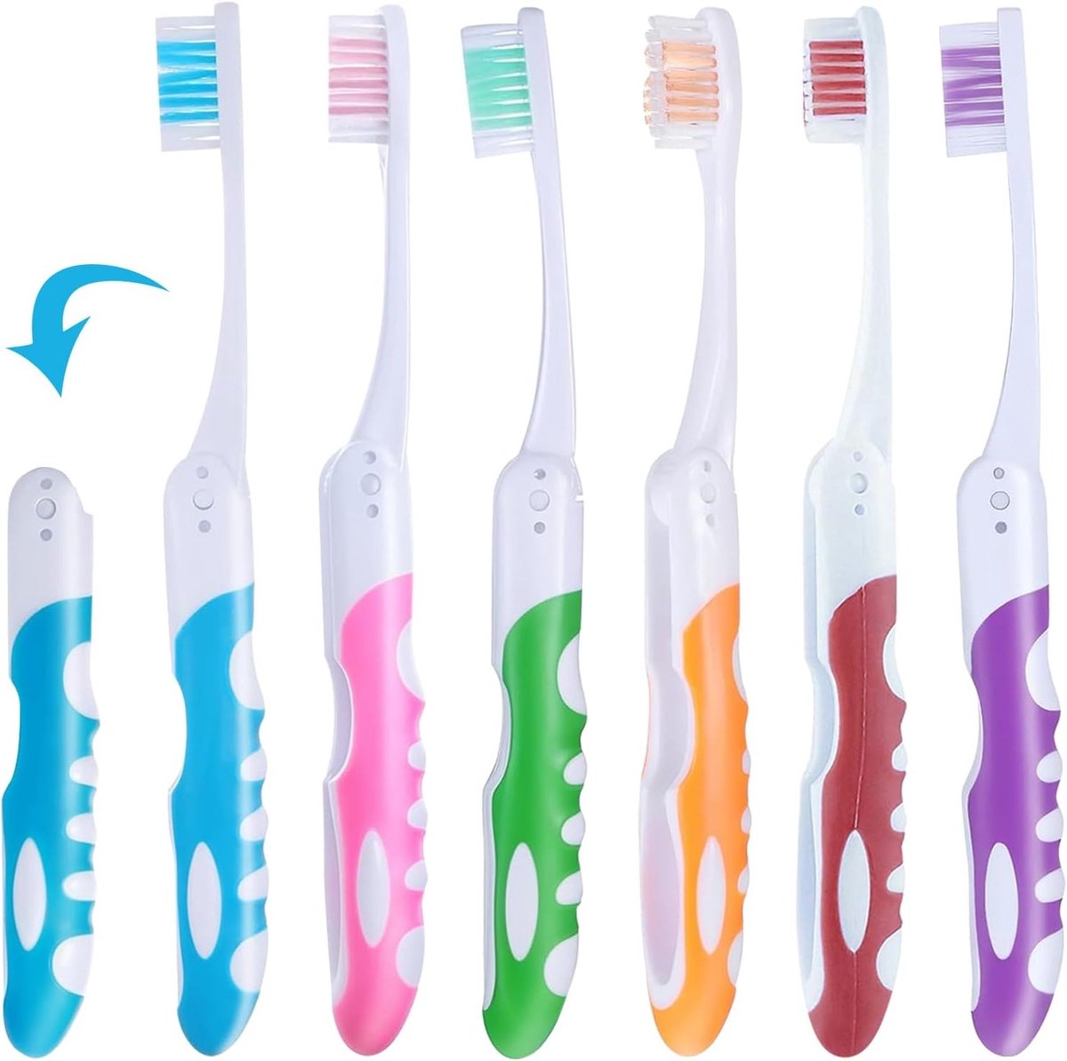 Reis Tandenborstels - Opvouwbaar Set - Hygiënisch Reizen - Zachte Borstelharen - 6 Stuks - Vrolijke Kleuren