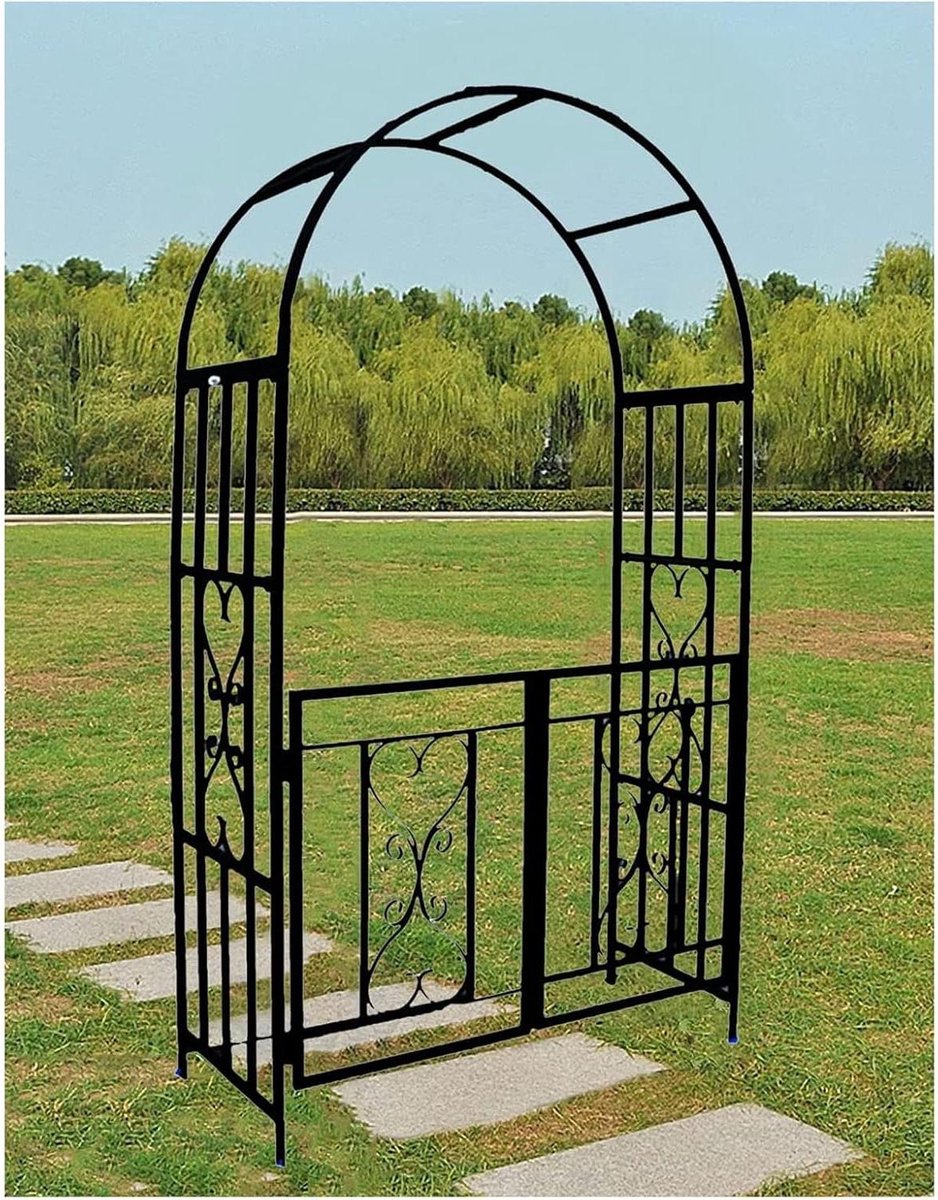 Rozenboog met Poort - Tuinboog Prieel - Planten Ondersteunen - Met Afsluitbare Deur - 210 x 114 x 52 cm