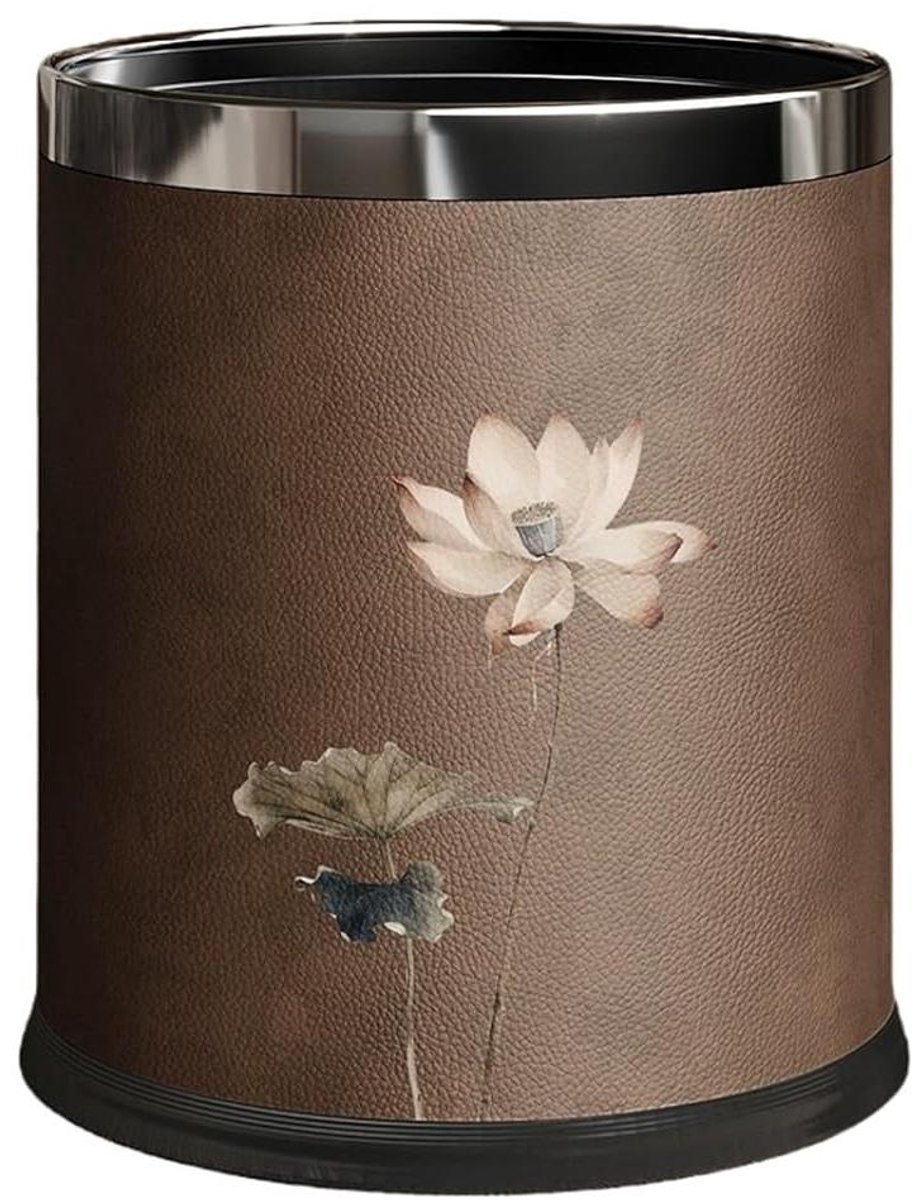 Leren Afvalbak - Prullenbak Opbergbak - Afval Verzamelen - Dubbele Laag - 15L - One Color