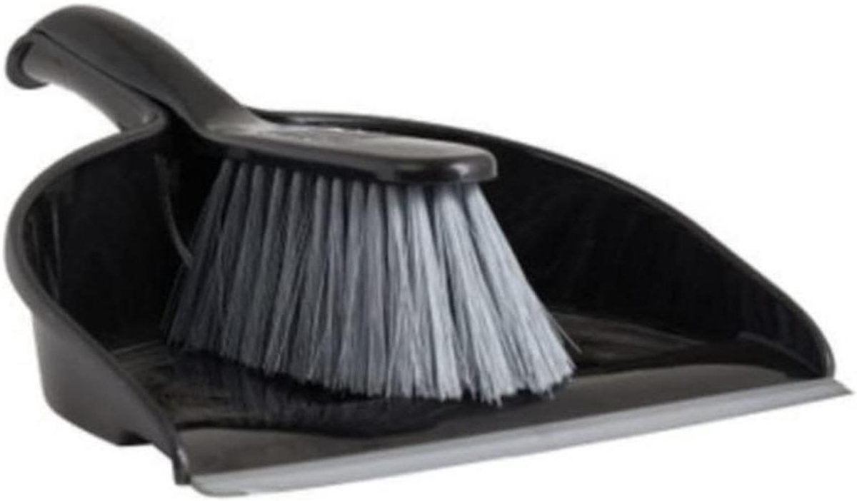 Stoffer en Blik - Veegset - Huishouden - Rubberen Veegrand - 160 Gram - Grijs