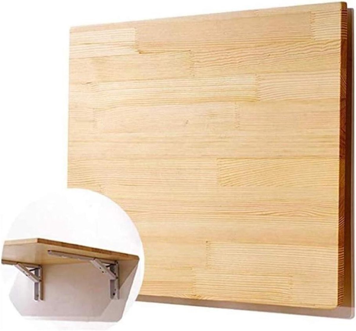 Klapbureau - Wandbureau Opklapbaar - Ruimte Besparen - Massief Hout 1.5cm - 80x50cm - Houtkleur