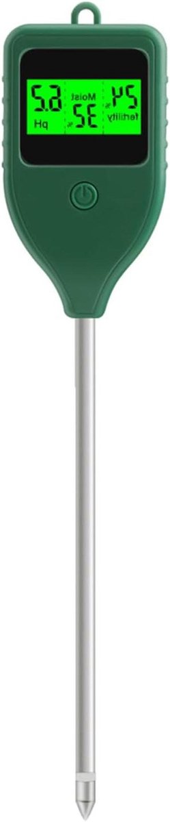 Bodemmeter 3-in-1 - Vochtigheid pH Tester - Planten Verzorgen - Groot LCD Scherm - 267 cm - Zwart