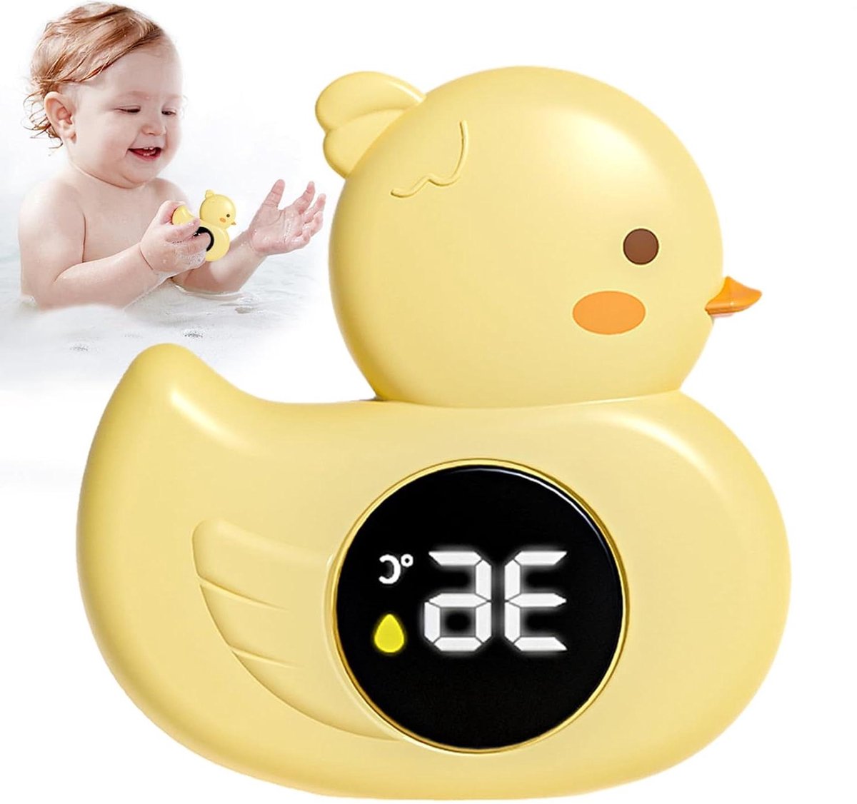 Baby Badthermometer - Badwater Speelgoed - Veilig Baden - Visuele Temperatuur Indicatie - 12 x 12 x 5 cm - Geel