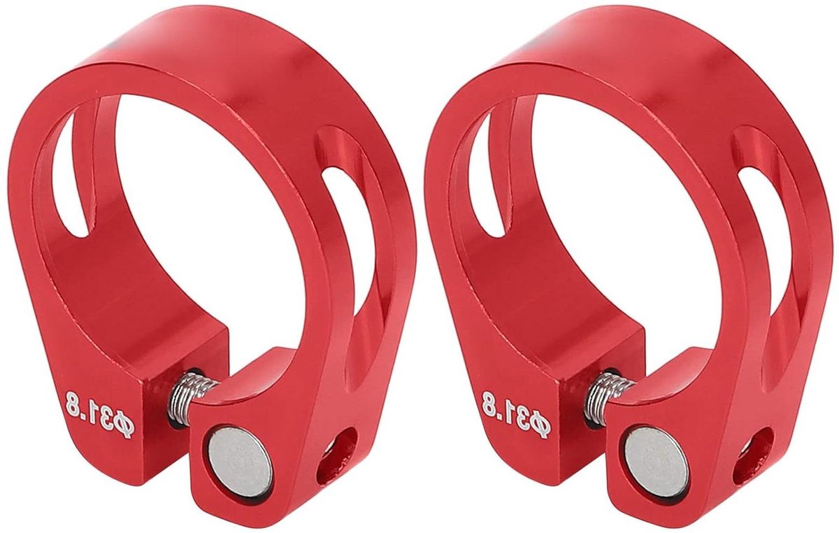 Zadelpenklem - Fietszadelklem Zadelbuisklem - Fietszadel Verstellen - Snelle Ontgrendeling - 318 mm - Rood
