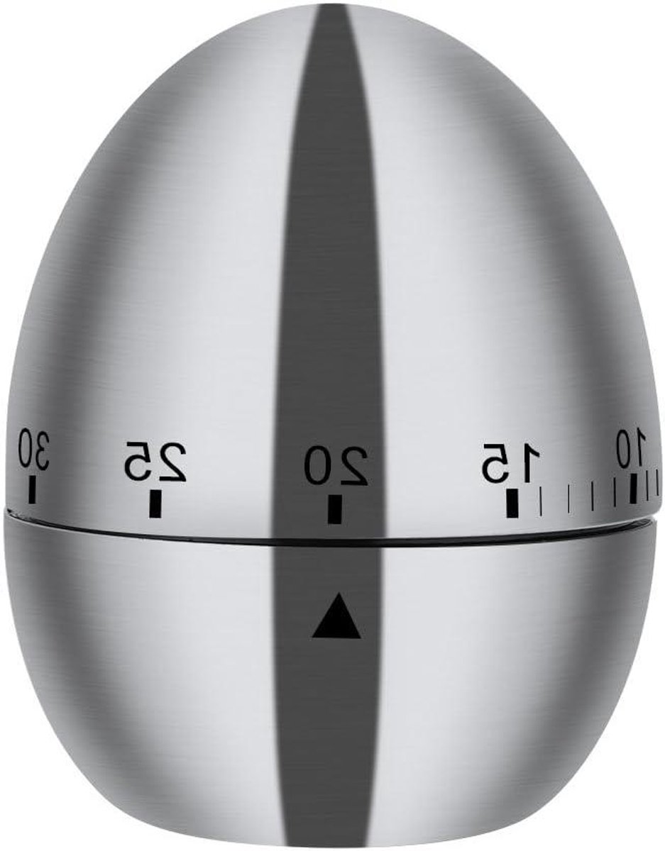 Kookwekker Ei - Mechanische Timer - Koken en Bakken - Visuele Aftelstand - 7.5 cm hoog - Zilver
