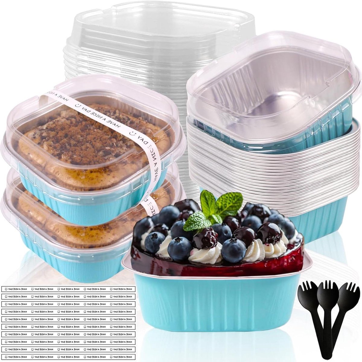 Mini Cake Pans - Brownie Baking Cups - Individuele Desserts Maken - Met Deksel en Lepel