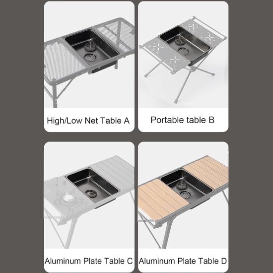 Camping wastafel - Draagbare spoelbak - Buiten koken - Geïntegreerd afvoersysteem - 379 x 287 x 115 cm - Zilver van Camping — afbeelding 2