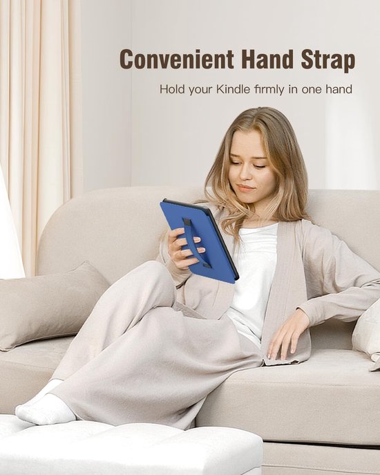 E-reader Hoes - Beschermhoes E-reader - Onderweg Lezen - Met Handband - 6 inch - Blauw — afbeelding 3