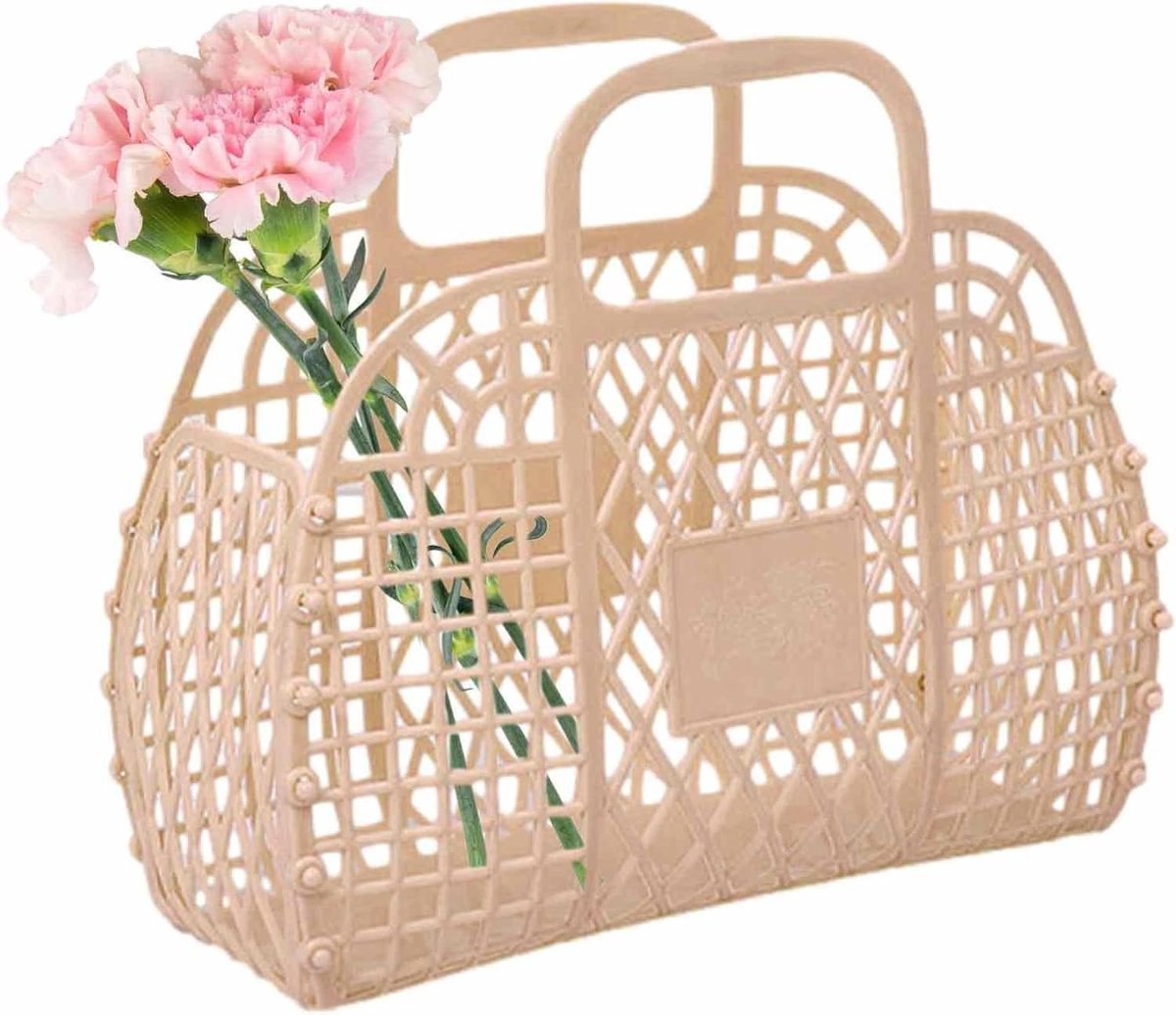 Jelly Tote Tas - Strandtas Handtas - Dagelijks Gebruik - Effen Design - 22 x 22 x 7.5 cm