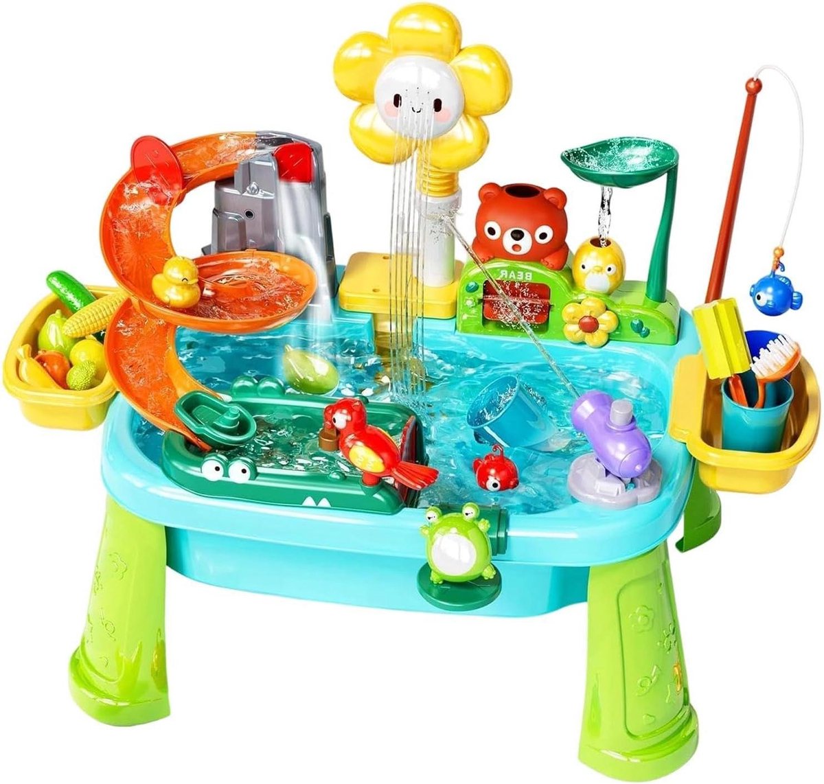 Watertafel - Waterspeeltafel Speelgoed - Kinderspel Buiten - In Hoogte Verstelbaar - 45 x 15 x 335 cm - Blauw