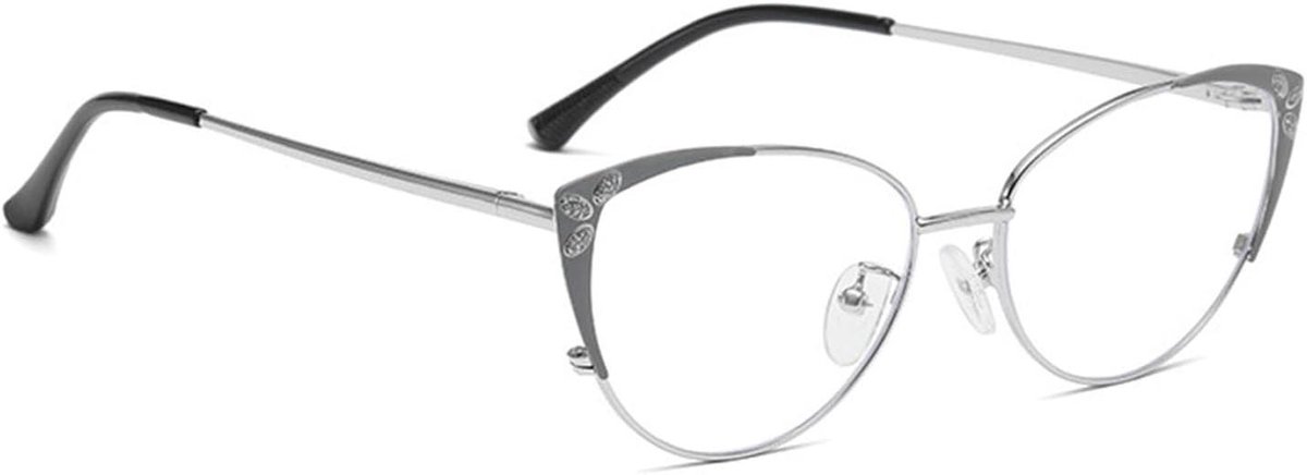 Blauw Licht Blokkerende Bril - Computerbril Dames - Ogen Beschermen - Cat-eye Metaal Frame - Lichtgewicht 16.5G - Blauw