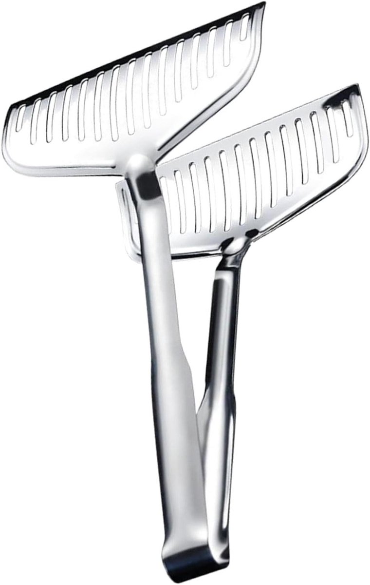 Kooktang - Keukentang Spatel - Voedsel Hanteren - Dubbele Sleufopbouw - 30 cm - Zilver