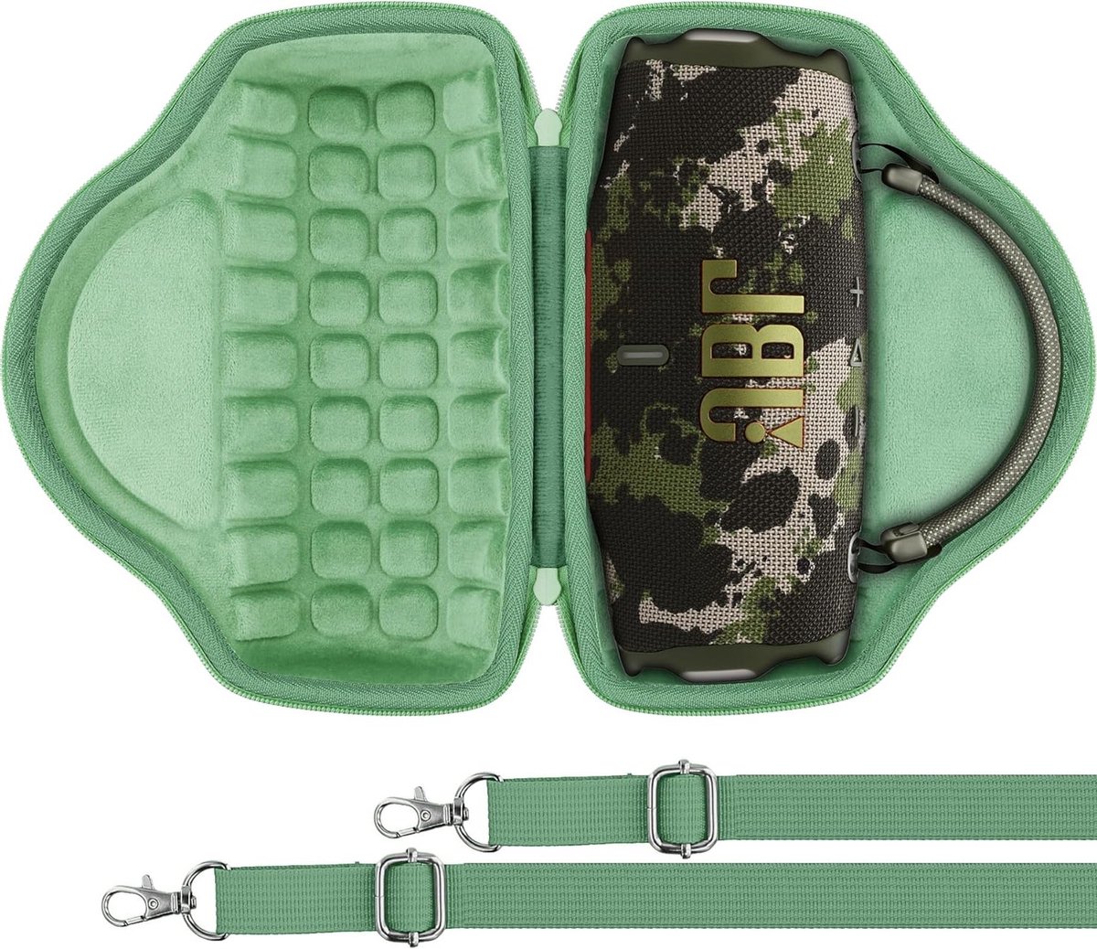 Duurzame Hardcase voor Bluetooth Speaker met Schouderband, Avocado Groen, Ideaal voor Reizen en Bescherming