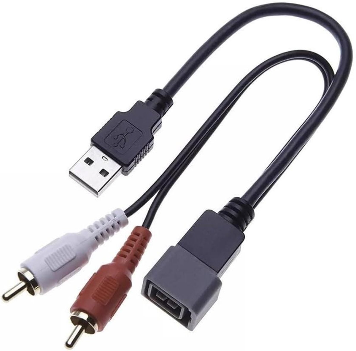 Audio Kabel Adapter - USB AUX - Auto Muziek - Originele Connecties - 23cm - Zwart