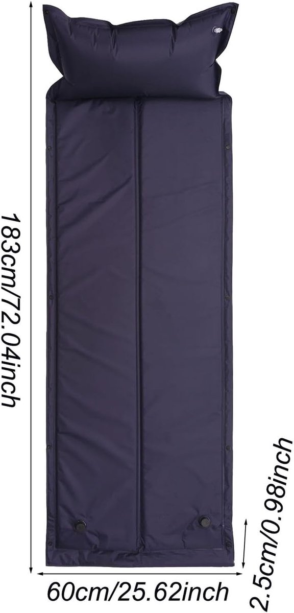 Camping Slaapmat - Luchtmatras Vloermat - Comfortabel Slapen - Ergonomisch Neksteun - 183 x 60 cm - Donkerblauw van Camping — afbeelding 5