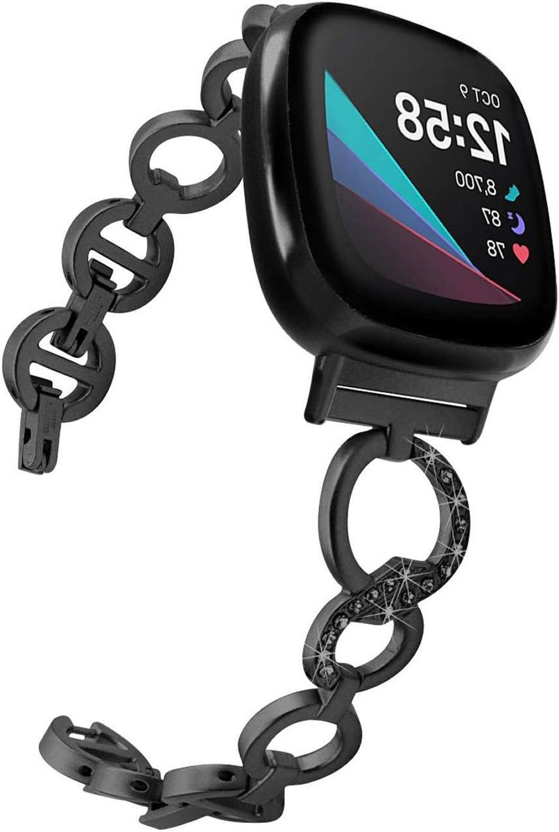 Smartwatch Armband - Metaal Band - Dagelijks Gebruik - Roestvrij Staal - 14-20 cm Pols - Zwart