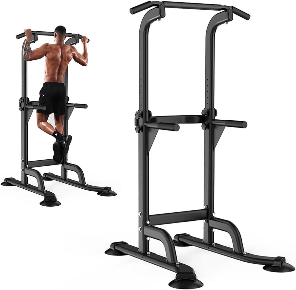 Krachtstation - Fitness toren - Krachttraining thuis - In hoogte verstelbaar - 1 eenheid - Zwart