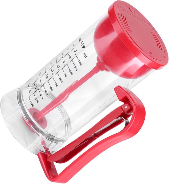 Deegmixer Dispenser - Beslagmaker Beslagverdeler - Bakken Maken - Automatisch Mengen - 1200 ml Inhoud - Transparant Rood — afbeelding 4
