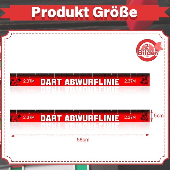 Dart Werp Lijn - Teerlijn Sticker - Spel Opstelling - Krachtige Lijm - 2 Stuks 56x5cm - Zwart van Dart — afbeelding 5