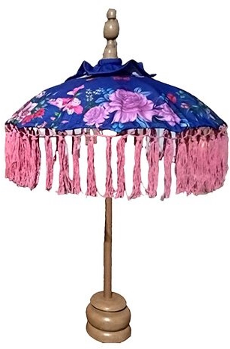Parasol Bali Bloemen - Blauw - Ø50cm