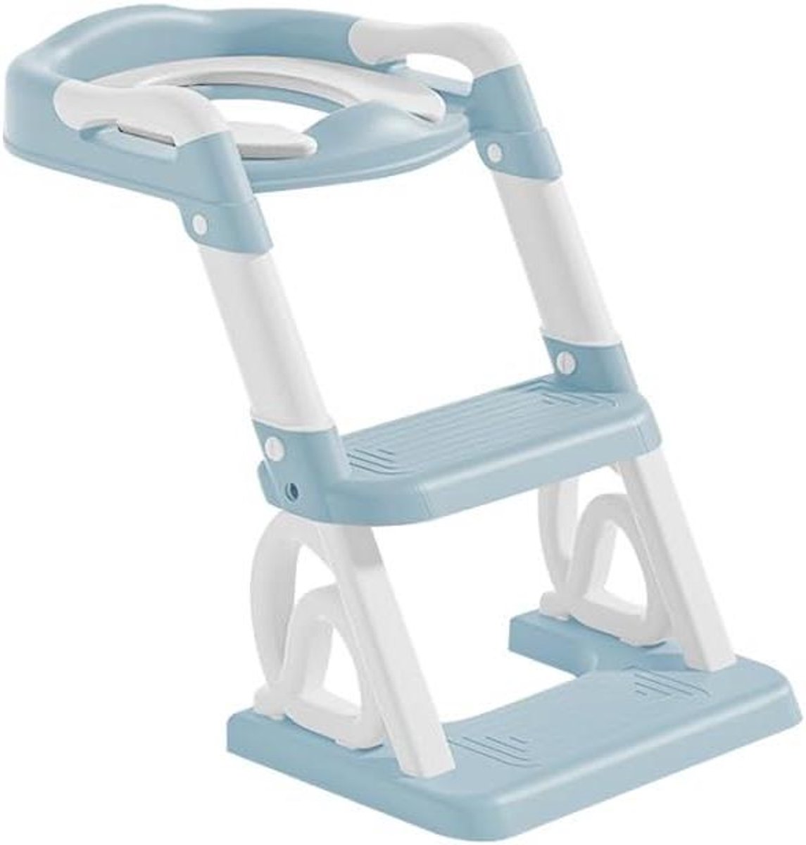 Kindertoiletbril met opstapje - Zindelijkheidstrainer trapje - Zelfstandig naar toilet - Opvouwbaar en wasbaar - 34L x 37B cm - Blauw