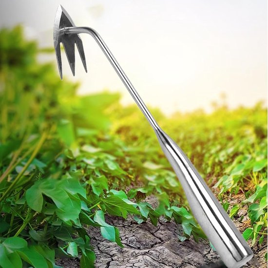 Handmatige onkruidverdelger - Onkruidtrekker tuingereedschap - Tuinonderhoud gazon - Robuuste 3-tanden - 5x5x5 centimeter - Roestvrij staal van Merkloos	 — afbeelding 5