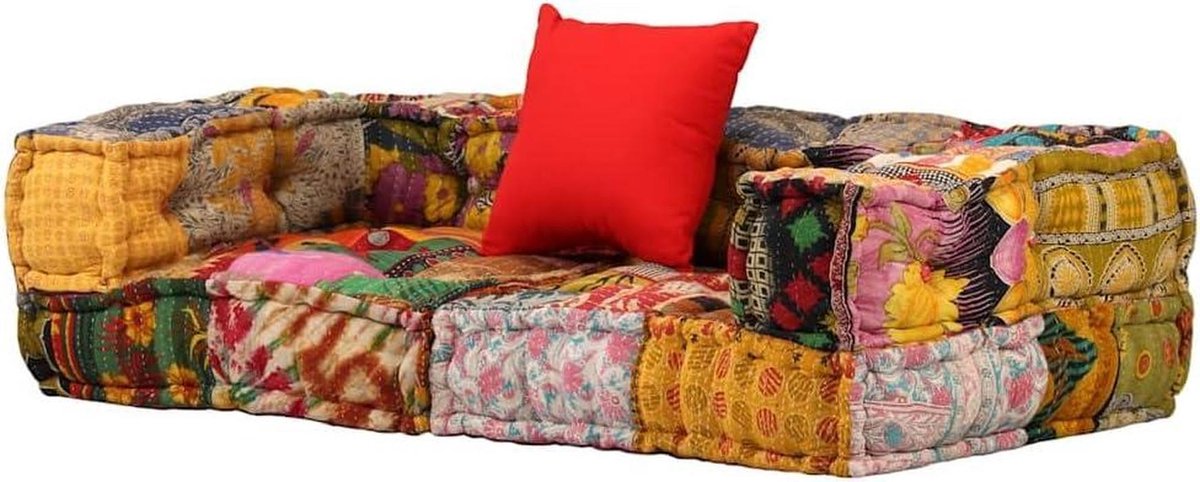 Modulaire Poef - Zitpoef Voetenbank - Woonkamer Decoratie - Patchwork Design - 140 x 70 x 40 cm - Multikleur