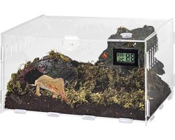 Terrarium voor Reptielen: Mini Observatiebox met Temperatuur Hygrometer voor Spinnen, Kikkers en Hagedissen, Ideaal voor Voeding en Habitat