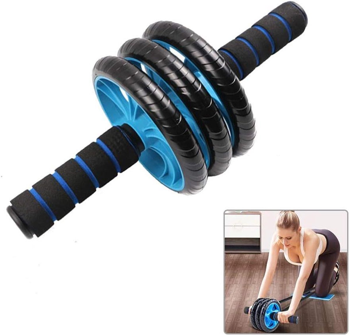 Buikspierwiel - Ab roller - Kern Training - Ultrabreed Stabiel Wiel - N.v.t. - Blauw