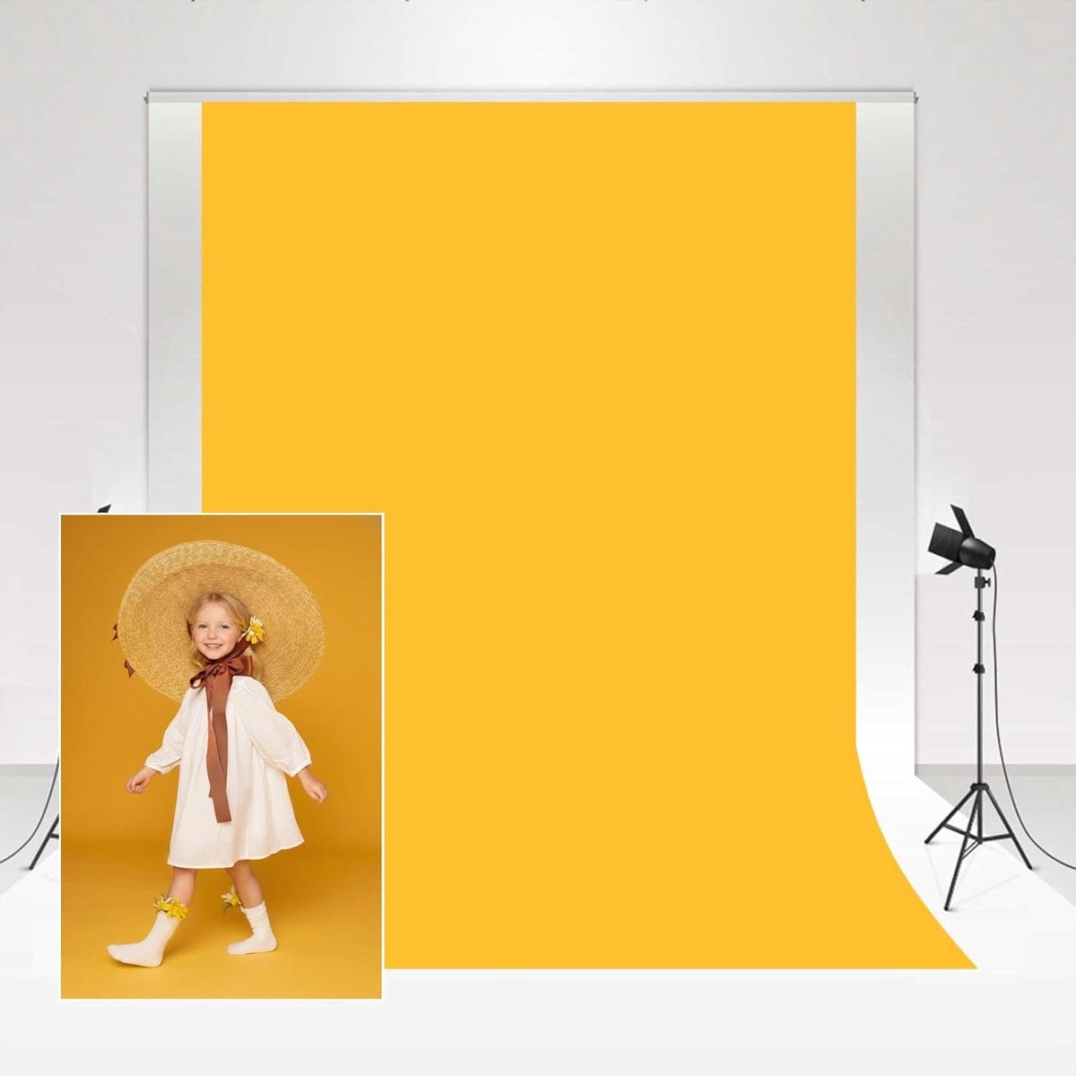 Fotografie achtergrond - Studiodecor - Portret fotografie - Zachte microvezel - 2x3 meter - Geel