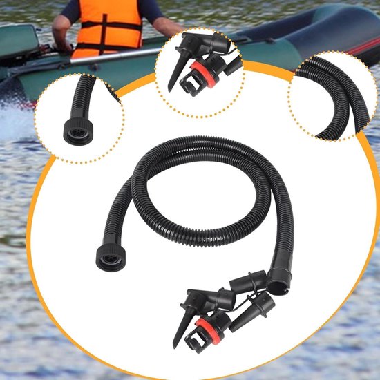 Elektrische Luchtbed Pomp - Draagbare Inflator Deflator - Snel Opblazen - Universele Adapterset - 120 cm slang - Zwart — afbeelding 3
