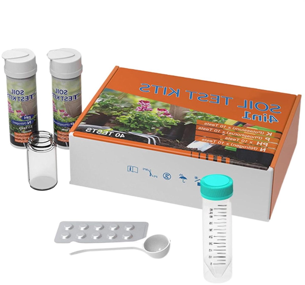 Bodemtestkit - Bodem Analyse - Planten Verzorgen - 4-in-1 Meter - 10 Tests Per - Multicolor