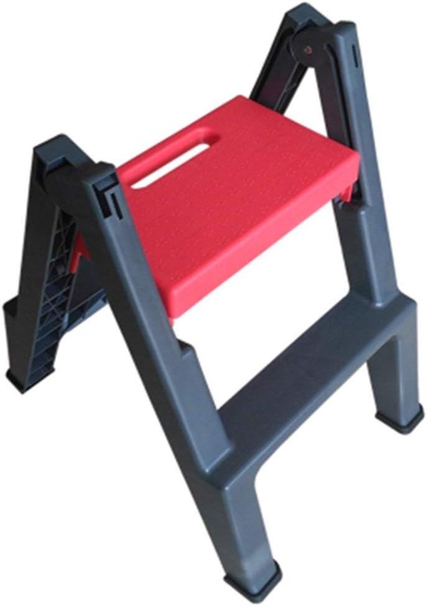 Stapkruk en Ladder - Krukje met trede - Huishoudelijke klussen - Opvouwbaar en compact - 300 kg capaciteit - Zwart