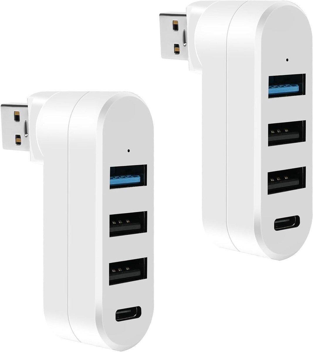 USB Hub Adapter - Poorten Uitbreiding - Extra Apparaten - 180 Graden Draaibaar - 4 Poorts - Wit