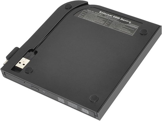 Externe CD/DVD-schrijver - Optisch station - Bestanden Archiveren - Dubbele Kabel - 14.2 cm breed - Zwart — afbeelding 2
