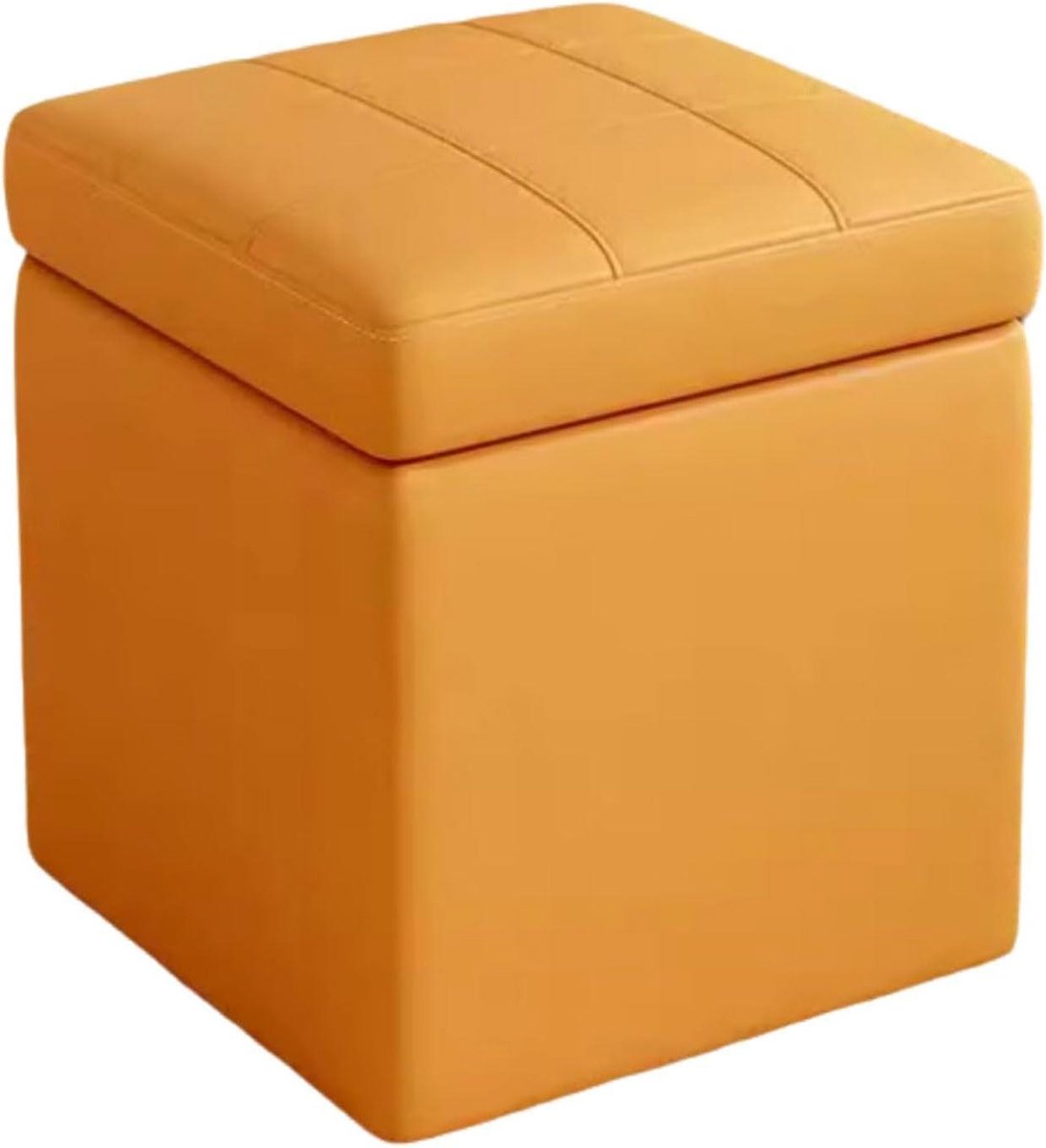 Opberg Poef - Voetenbank Deksel - Extra Zitten - Massief Houten Frame - 35x30x30 cm - Oranje