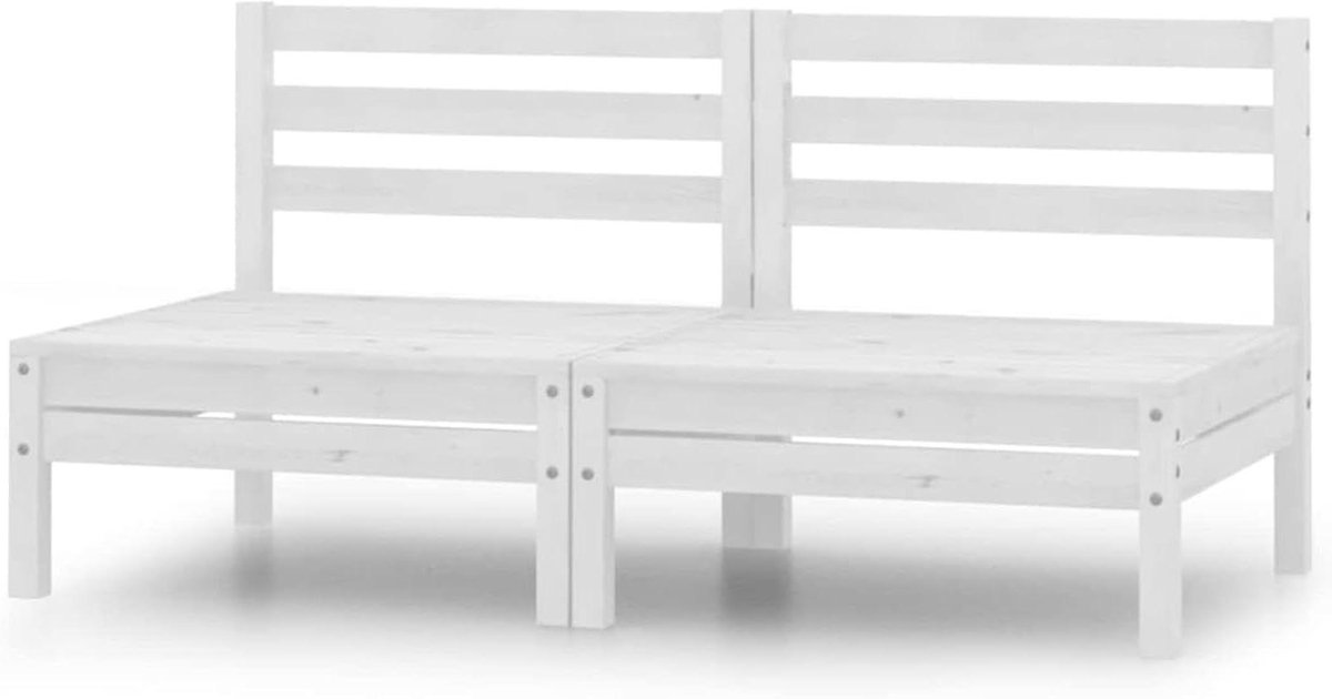 Houten Tuinbank - Buitenbank Set - Ontspannen in Tuin - Modulair Design - 2 Stuks - Wit