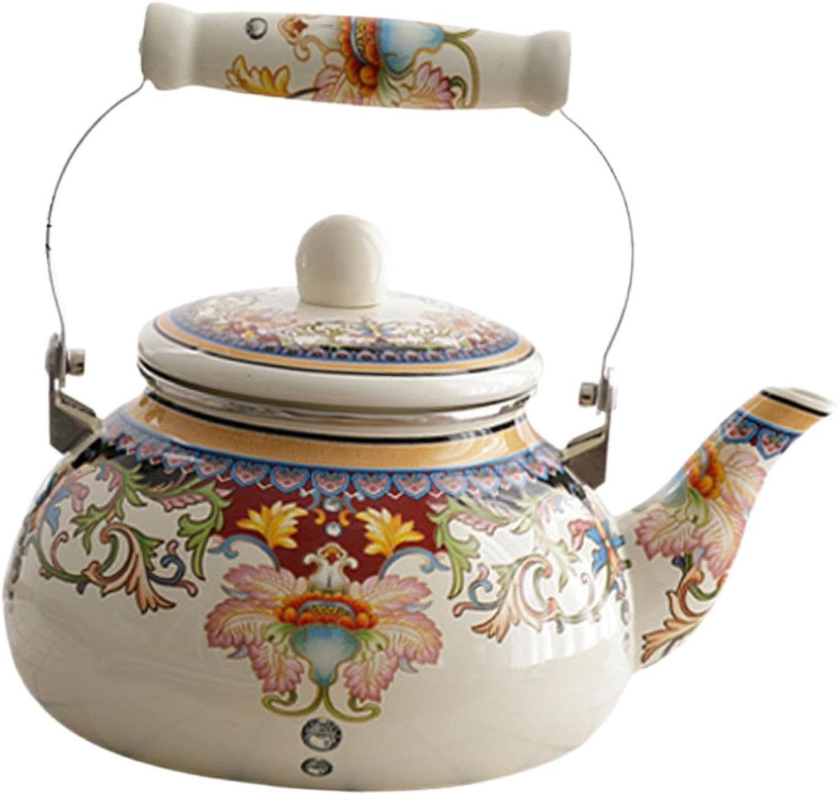 Waterketel Emaille - Theepot - Water Koken - Hittebestendig Materiaal - 2.5 Liter - Stijl E