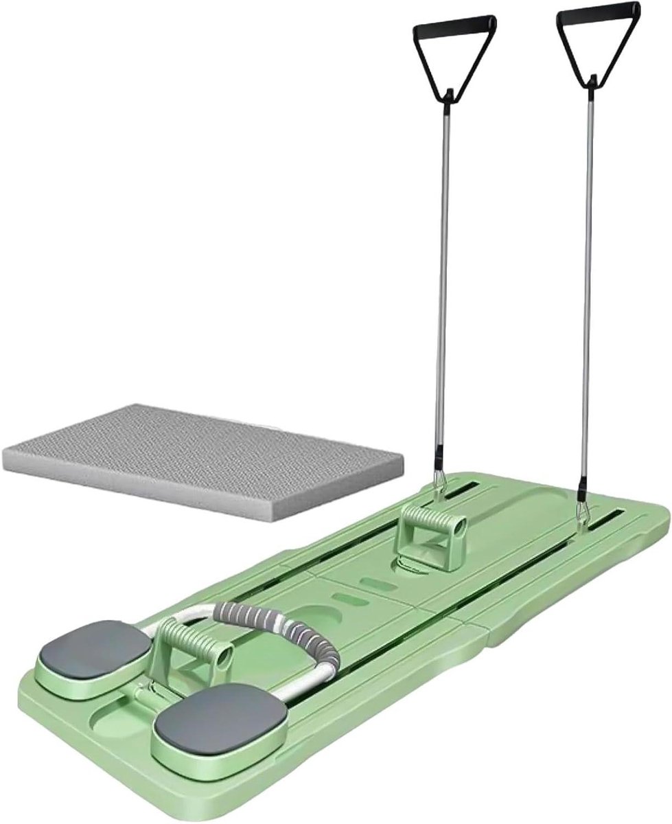 Buiktrainer Plank Trainer - Fitness Rol - Core Training - Automatische Rebound - 105 x 40 cm - Groen