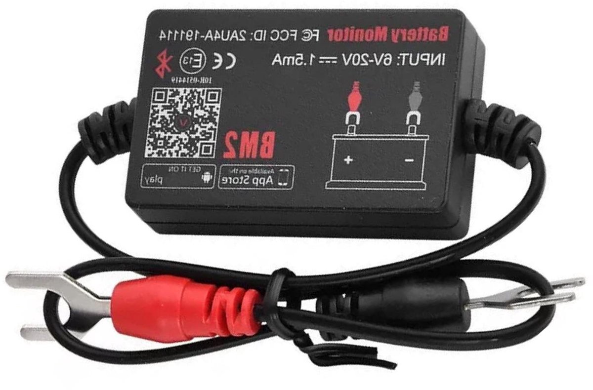 Batterij Monitor - Accu Tester - Voertuig Onderhoud - Bluetooth Connectie - 12 Volt - Zwart
