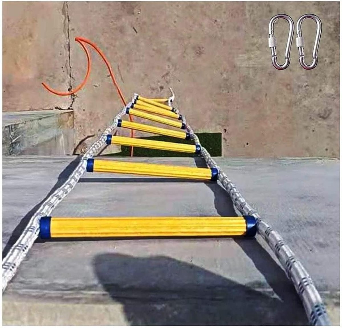 Touwladder Noodgeval - Veiligheidsladder Vluchtladder - Snelle Evacuatie - Vlamvertragend Polyester - 30 Meter - Wit
