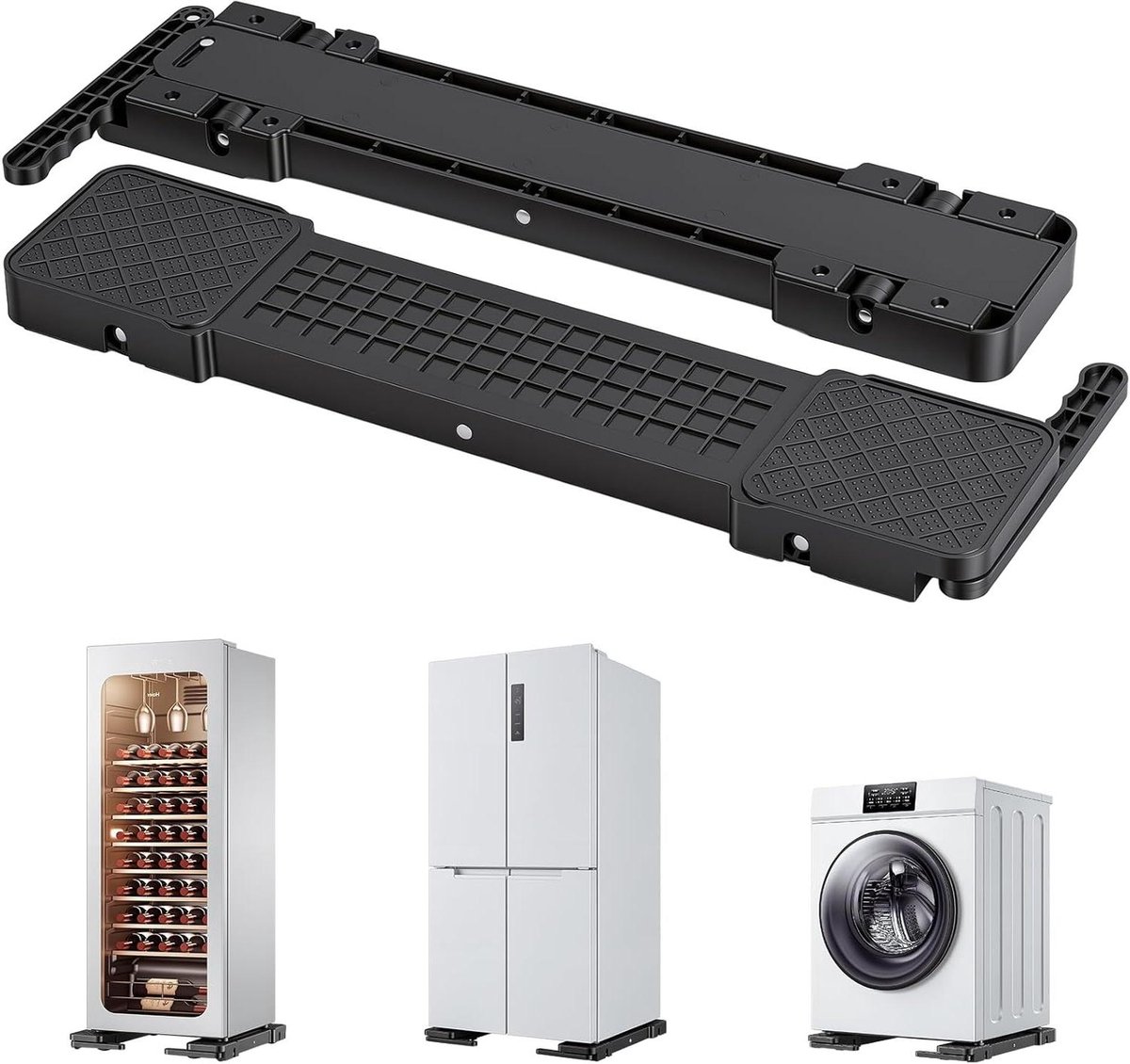 Wasmachine Rolrail - Verstelbaar Onderstel - Apparaten Verplaatsen - In Hoogte Verstelbaar - 30-40 cm - Zwart